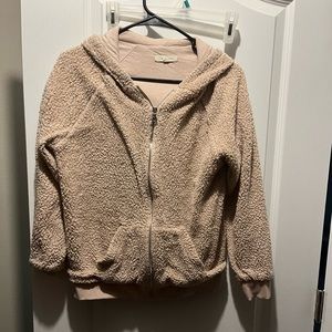 Soft Pink/Peach Sherpa Jacket with Hoodie